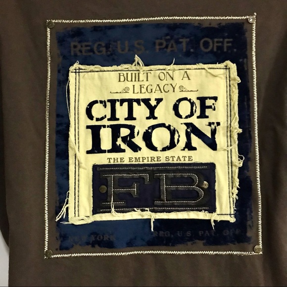 FUBU Vintage NY Built on a Legacy City of Iron Men’s Brown T-Shirt Size XL - Picture 7 of 13